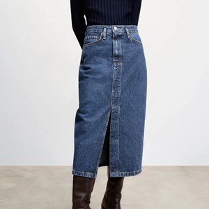 NWT Mango Denim Midi Skirt - L